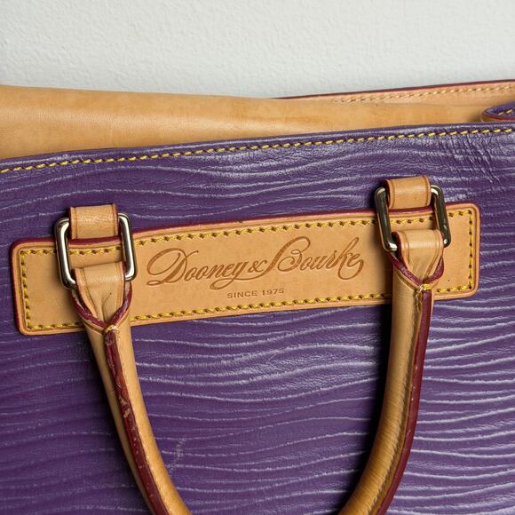 Dooney & Bourke Florentine Vacchetta Purple Leather Top Handle Satchel Tote - Picture 14 of 14